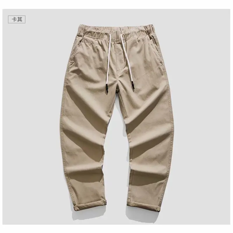 Men Dark Grey Slimming Cropped Pants Casual Spring Autumn - Image 3
