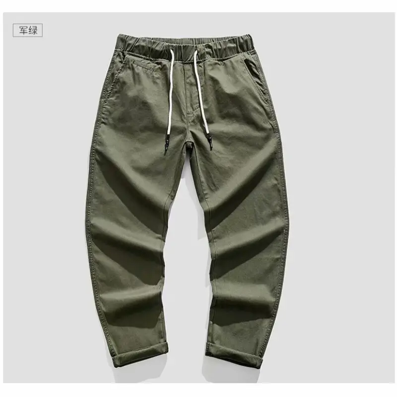 Men Dark Grey Slimming Cropped Pants Casual Spring Autumn - Image 4