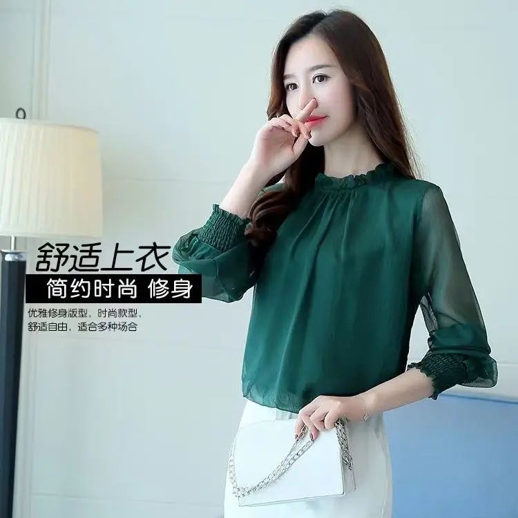 Women's White Chiffon High Neck Top Spring Fall 2025 - Image 5