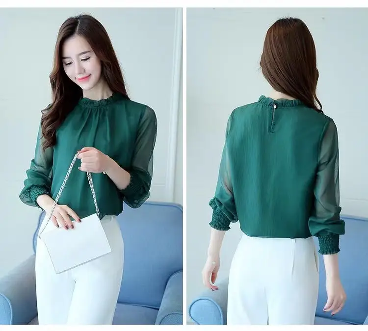 Women's White Chiffon High Neck Top Spring Fall 2025 — feature 26