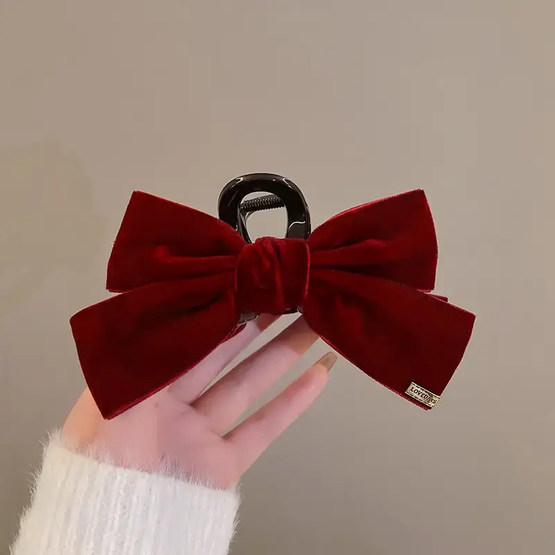 Red Velvet Bow Hairpin for Women Spring Summer 2023 — feature 11