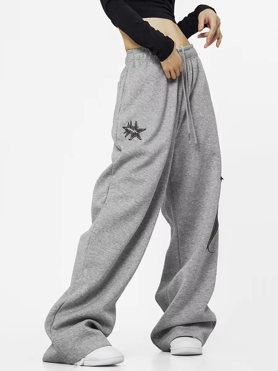 Women Grey Star Print Loose Sports Pants Spring Summer — feature 4