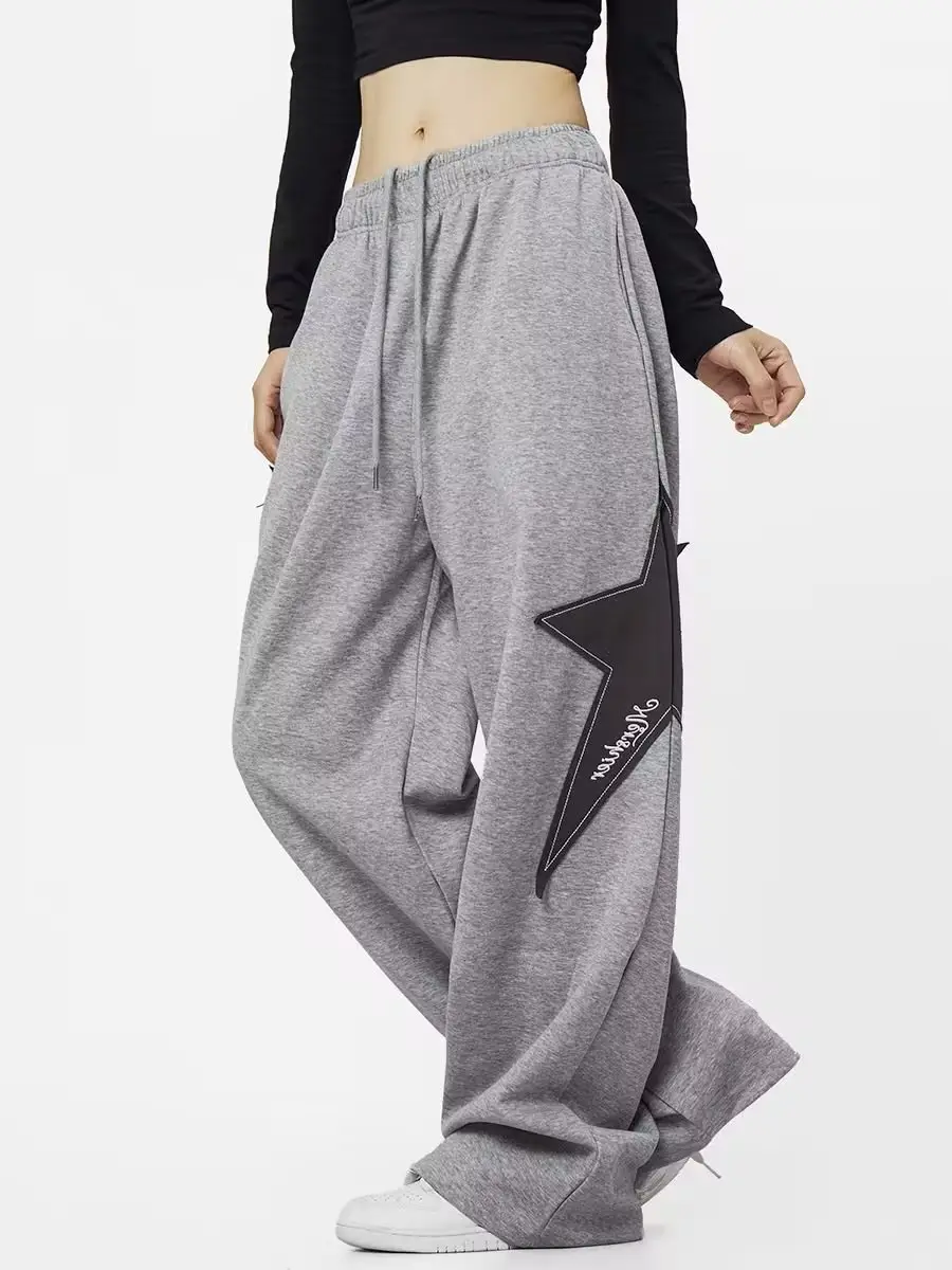 Women Grey Star Print Loose Sports Pants Spring Summer — feature 5
