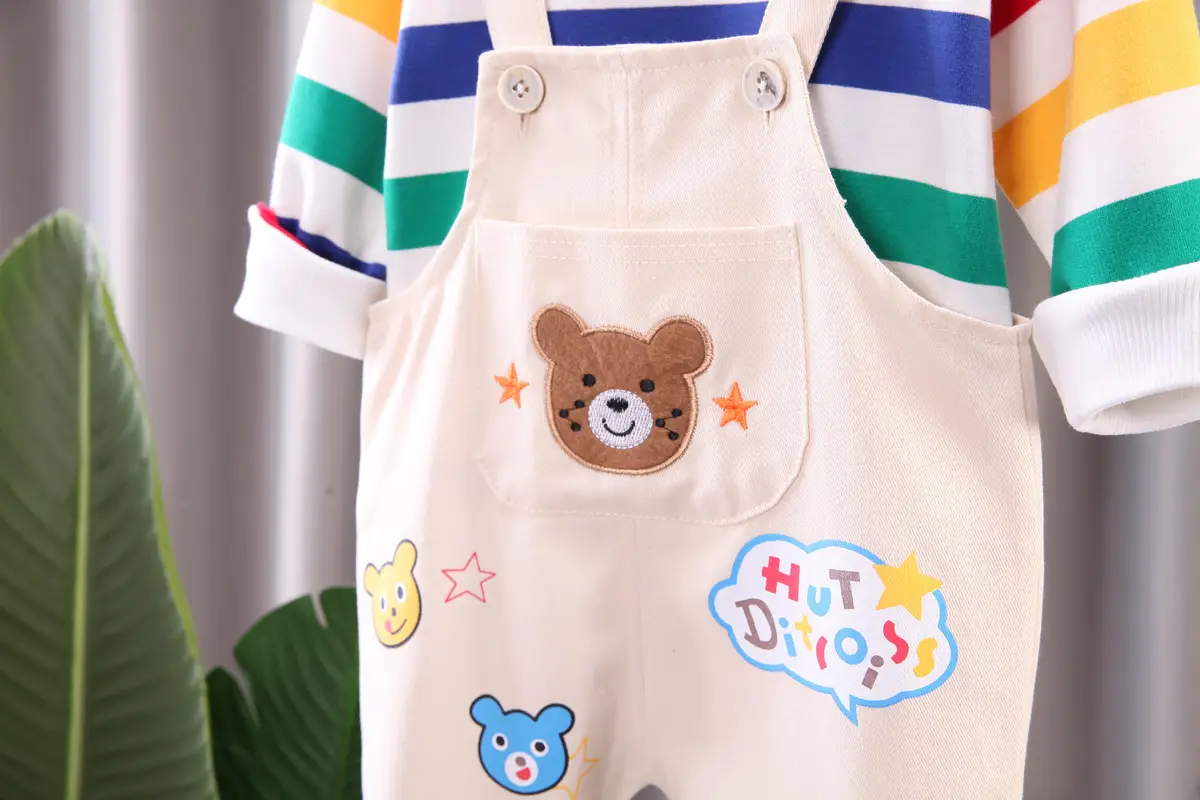 Baby Cartoon Suspenders Set Yellow White Newborn Kids Clothing â feature 10