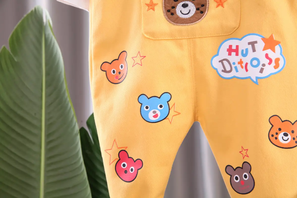 Baby Cartoon Suspenders Set Yellow White Newborn Kids Clothing â feature 12