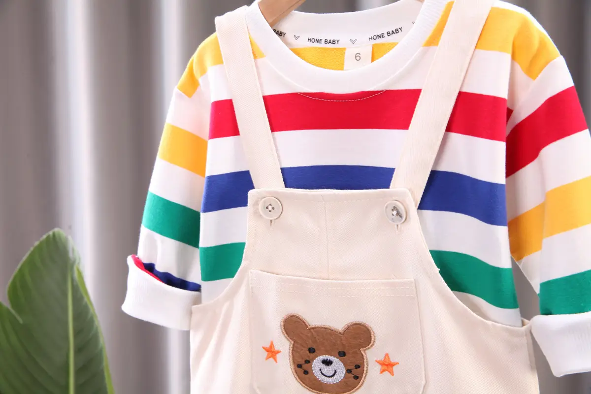 Baby Cartoon Suspenders Set Yellow White Newborn Kids Clothing â feature 5