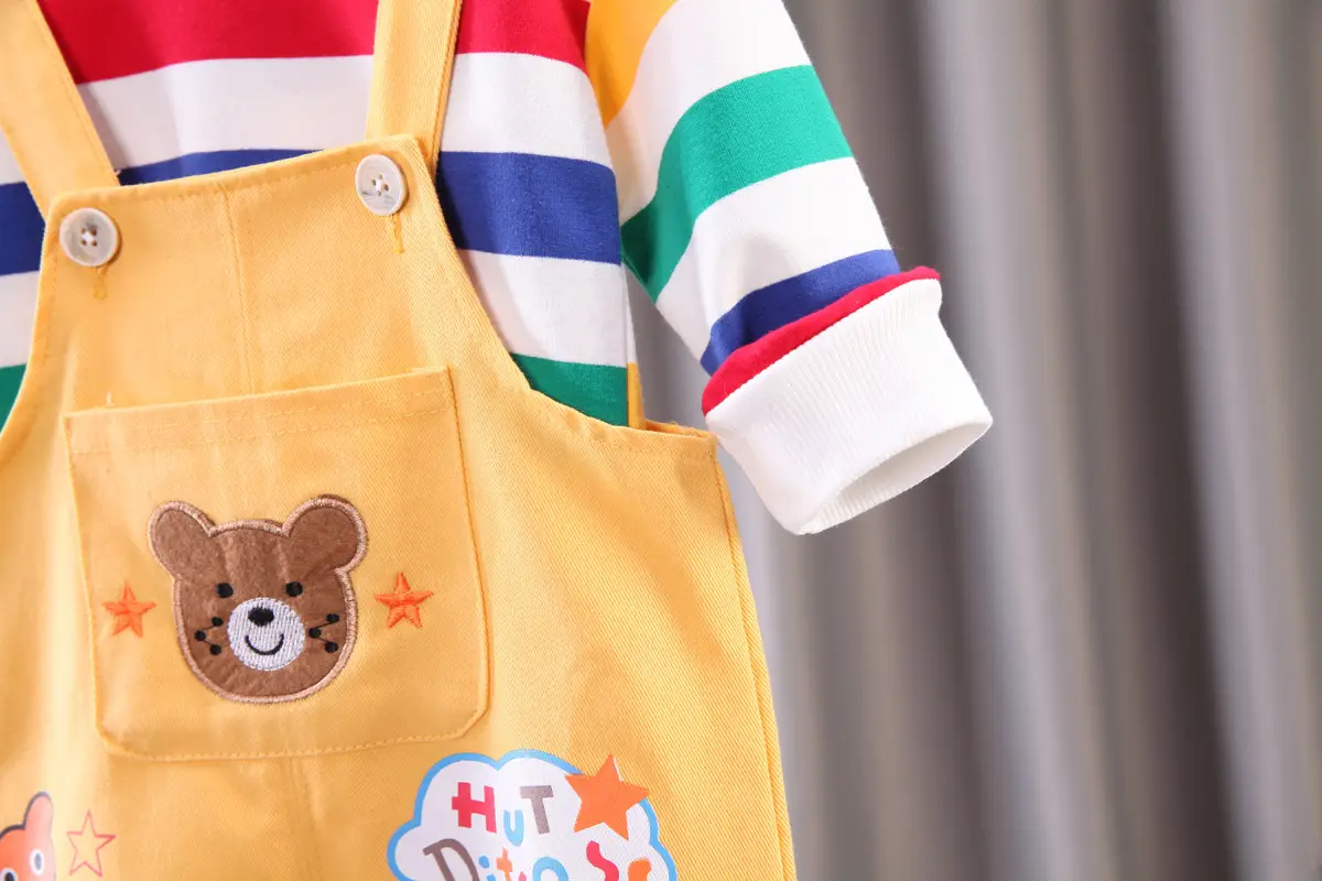 Baby Cartoon Suspenders Set Yellow White Newborn Kids Clothing â feature 6