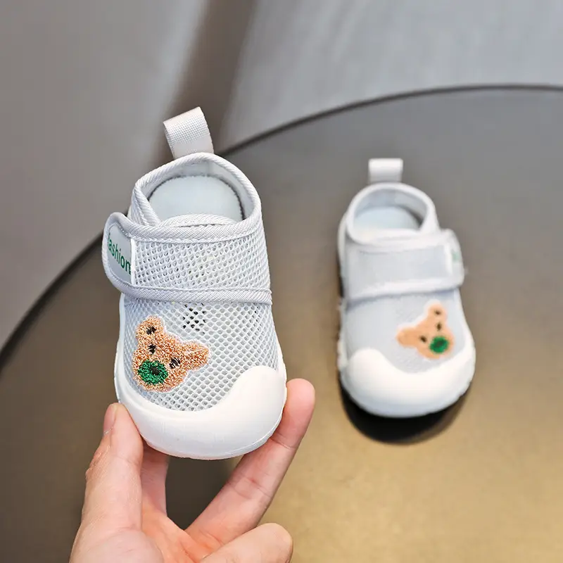 Bear Sports soft bottom single mesh breathable summer 1-2 years old boys and girls toddler shoes soft bottom baby indoor mesh shoes