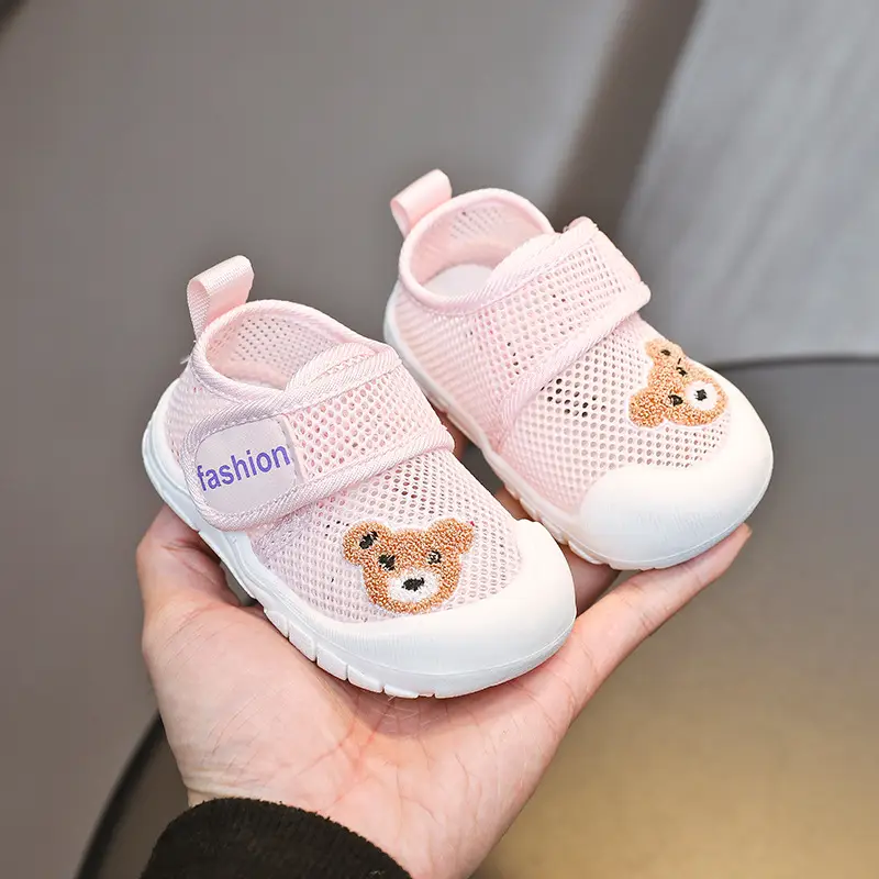 Bear Sports soft bottom single mesh breathable summer 1-2 years old boys and girls toddler shoes soft bottom baby indoor mesh shoes