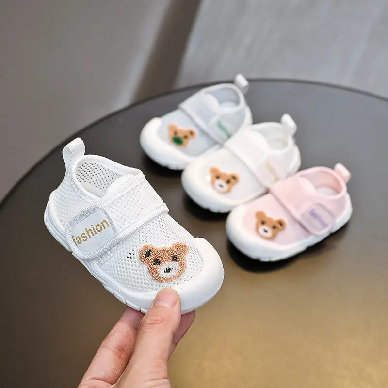 Bear Sports soft bottom single mesh breathable summer 1-2 years old boys and girls toddler shoes soft bottom baby indoor mesh shoes