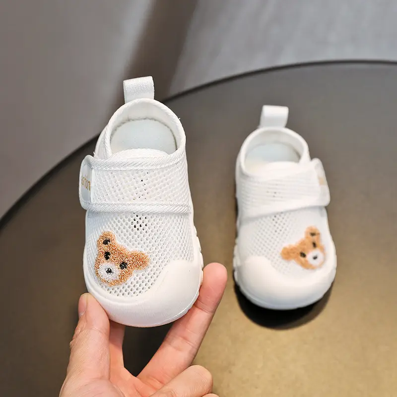 Bear Sports soft bottom single mesh breathable summer 1-2 years old boys and girls toddler shoes soft bottom baby indoor mesh shoes