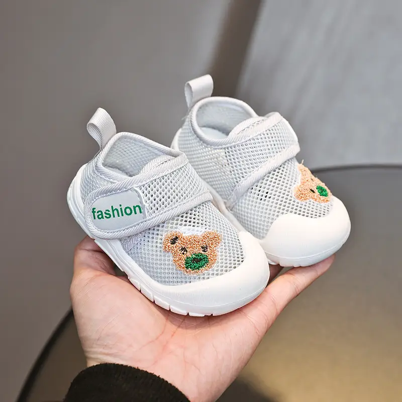 Bear Sports soft bottom single mesh breathable summer 1-2 years old boys and girls toddler shoes soft bottom baby indoor mesh shoes