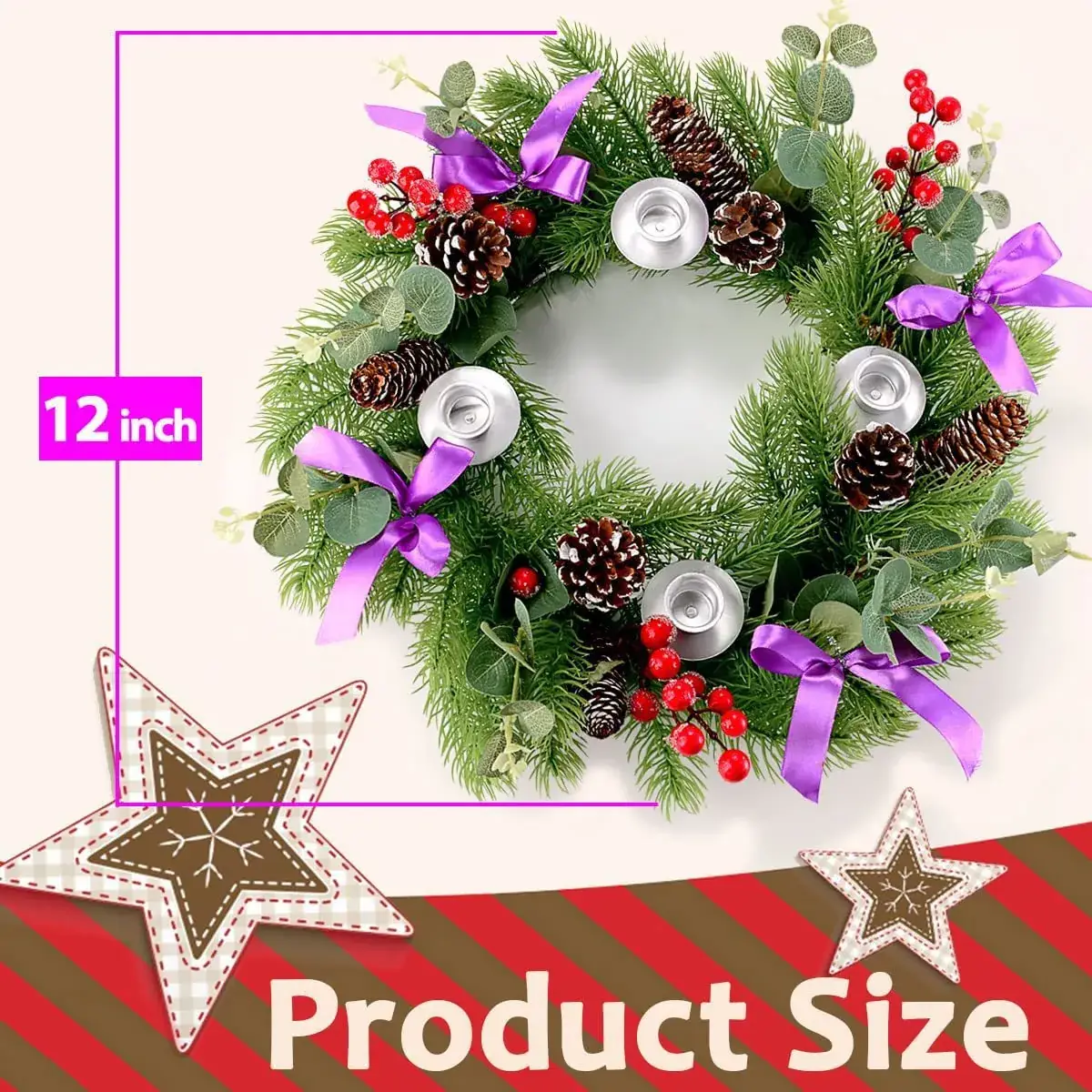 Christmas Ribbon Wreath for Home Decoration - Image 2