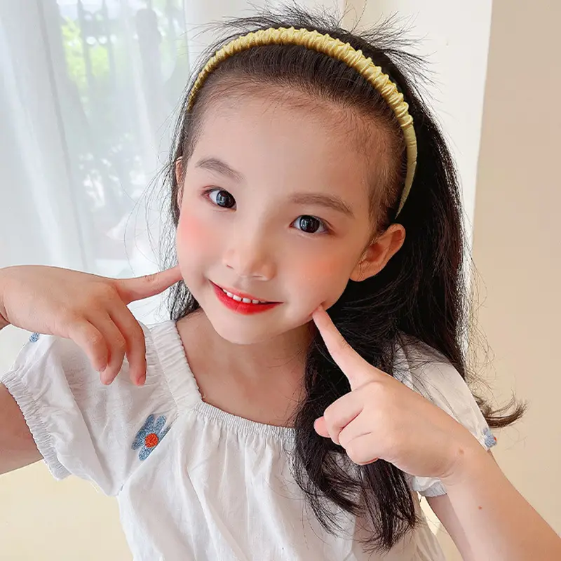 Girls Blue Plaid Hairband with Toothed Edge — feature 3