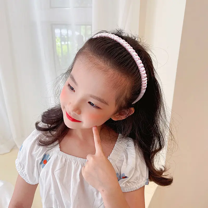 Girls Blue Plaid Hairband with Toothed Edge — feature 7