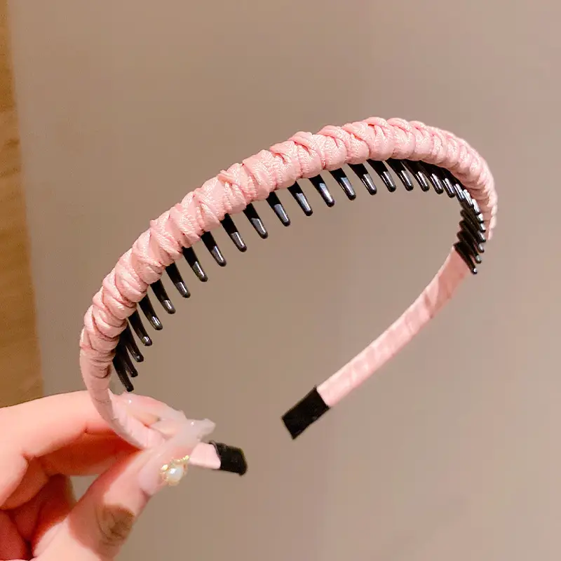 Girls Blue Plaid Hairband with Toothed Edge - Image 10