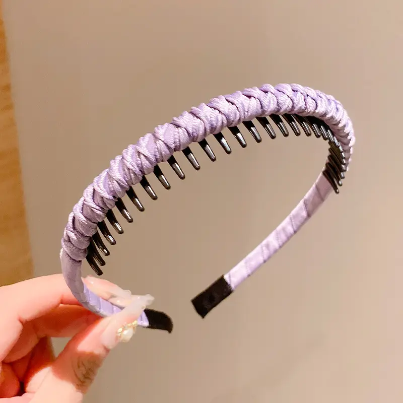 Girls Blue Plaid Hairband with Toothed Edge - Image 12
