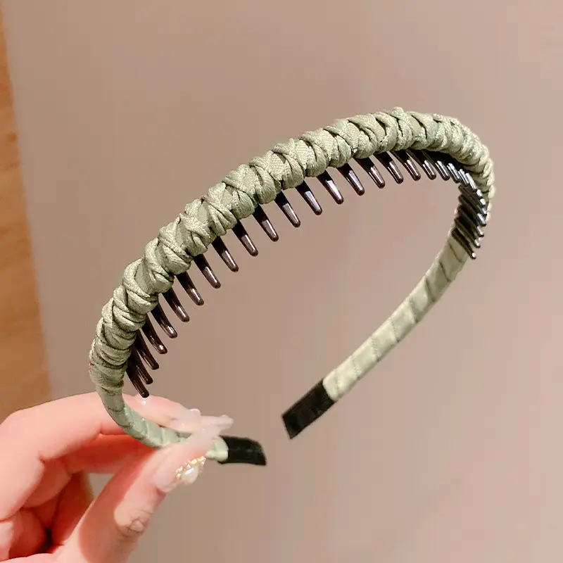 Girls Blue Plaid Hairband with Toothed Edge - Image 13