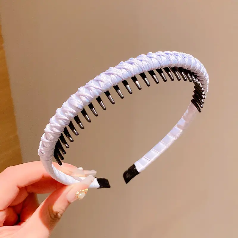 Girls Blue Plaid Hairband with Toothed Edge - Image 14