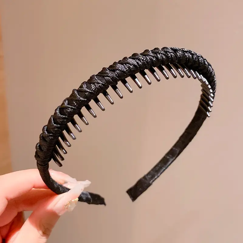 Girls Blue Plaid Hairband with Toothed Edge - Image 7
