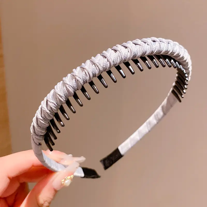 Girls Blue Plaid Hairband with Toothed Edge - Image 8