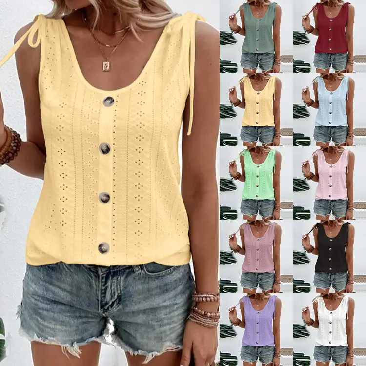 White U-Neck Vest for Women 2023 Spring Summer - Image 11