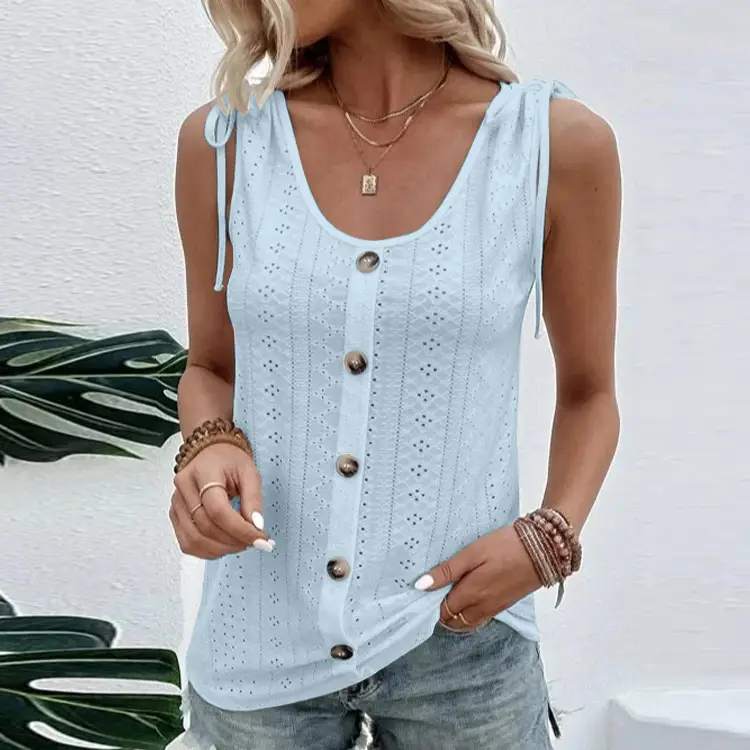 White U-Neck Vest for Women 2023 Spring Summer - Image 3