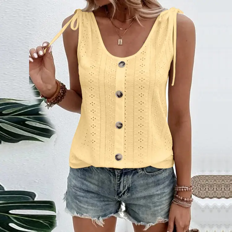 White U-Neck Vest for Women 2023 Spring Summer - Image 7