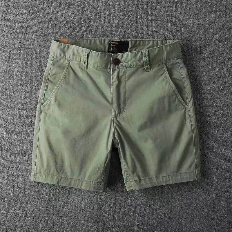 Men Cotton Shorts Green 2023 Summer Casual