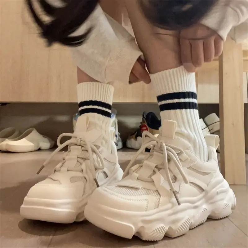White Thick Casual Shoes for Women 2023 - Image 5