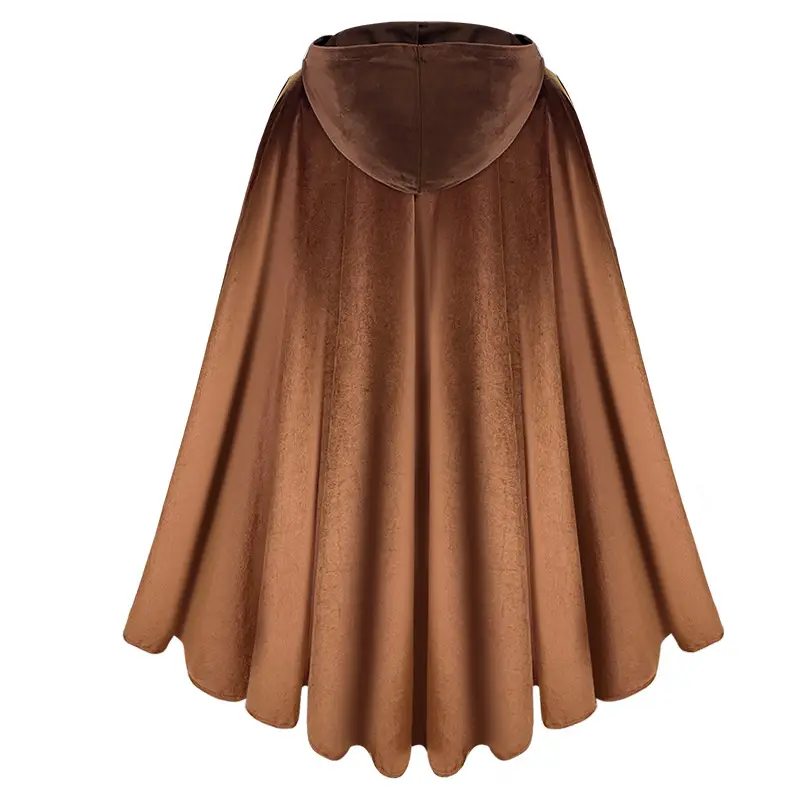 Black Suede Hooded Cape for Role-Playing Cosplay - Image 6