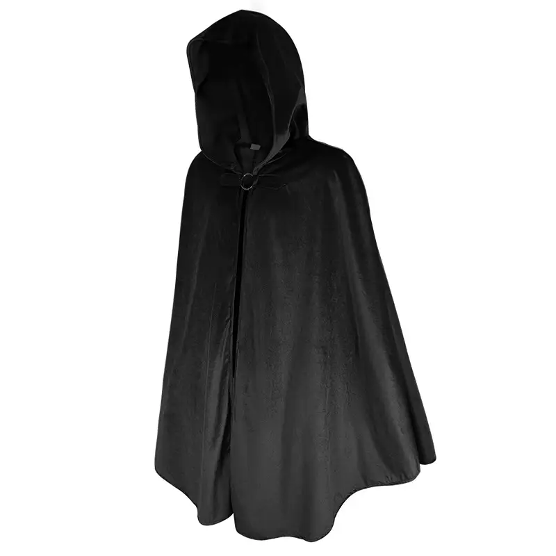Black Suede Hooded Cape for Role-Playing Cosplay - Image 7