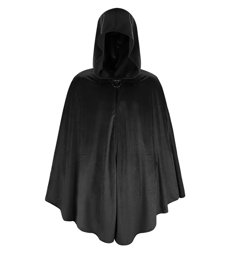 Black Suede Hooded Cape for Role-Playing Cosplay — feature 10