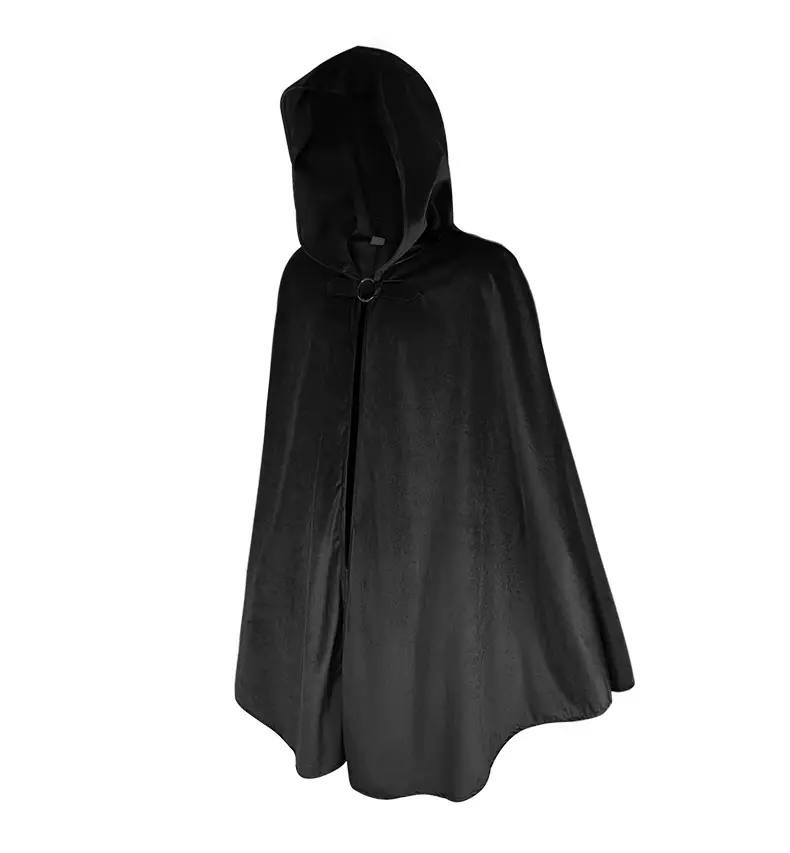 Black Suede Hooded Cape for Role-Playing Cosplay — feature 11