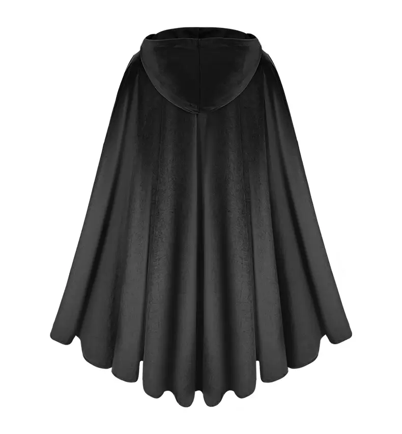 Black Suede Hooded Cape for Role-Playing Cosplay — feature 12
