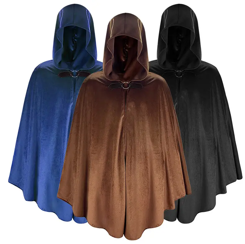 Black Suede Hooded Cape for Role-Playing Cosplay — feature 3