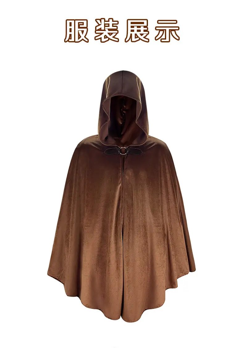 Black Suede Hooded Cape for Role-Playing Cosplay — feature 4