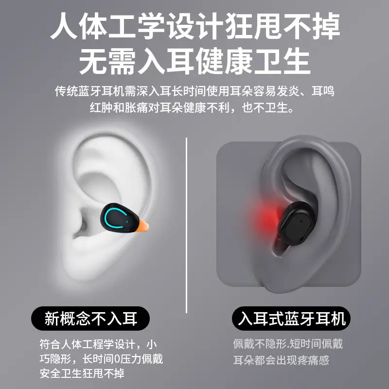 Wireless Bluetooth Headset 24H Life Android Non-Ear - Image 6