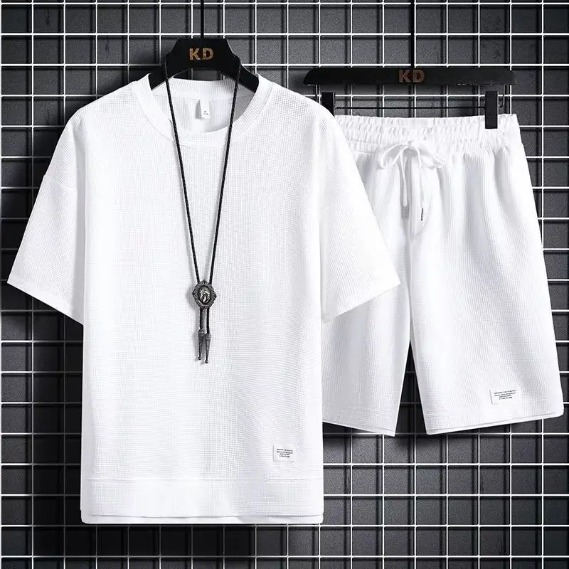 Men Black Casual Shorts Set Summer Ice Sense Loose Fit - Image 12