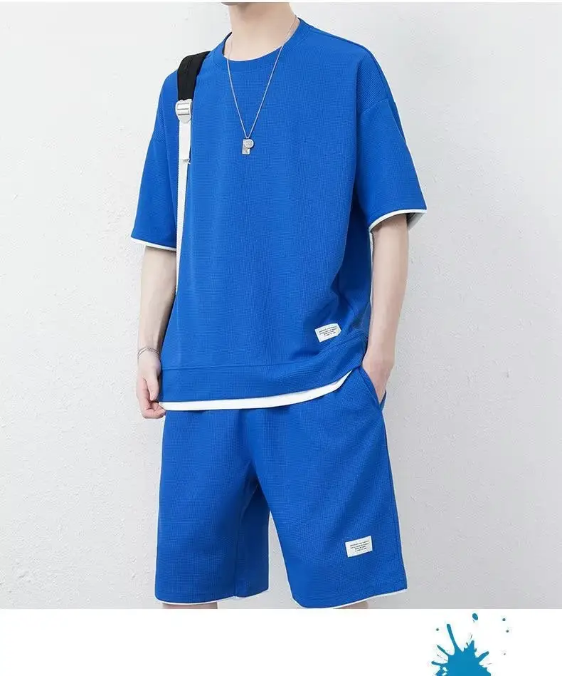 Men Black Casual Shorts Set Summer Ice Sense Loose Fit — feature 17