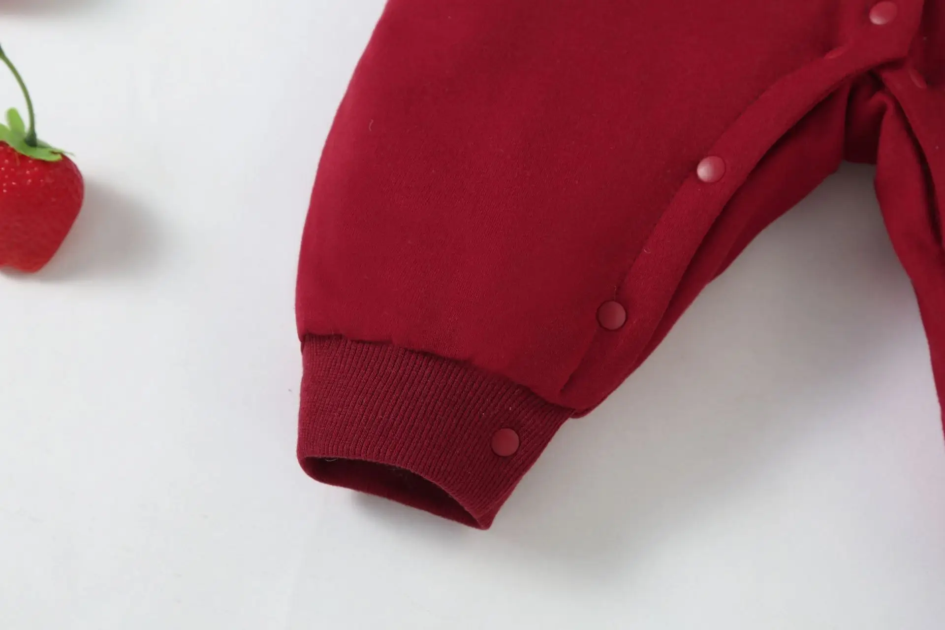 Baby Red Velvet Jumpsuit with Bow & Hat Set — feature 6