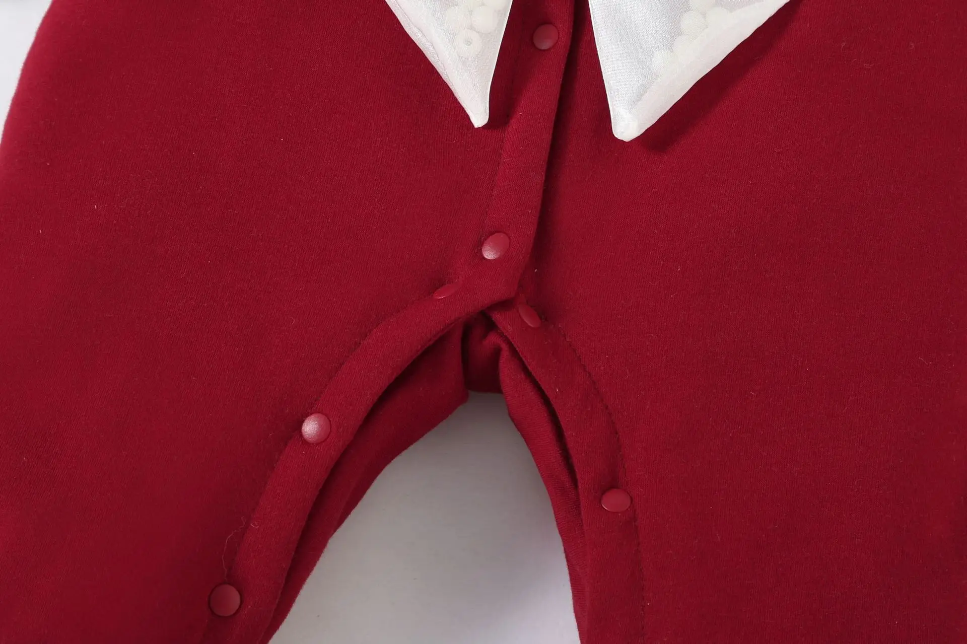 Baby Red Velvet Jumpsuit with Bow & Hat Set — feature 7