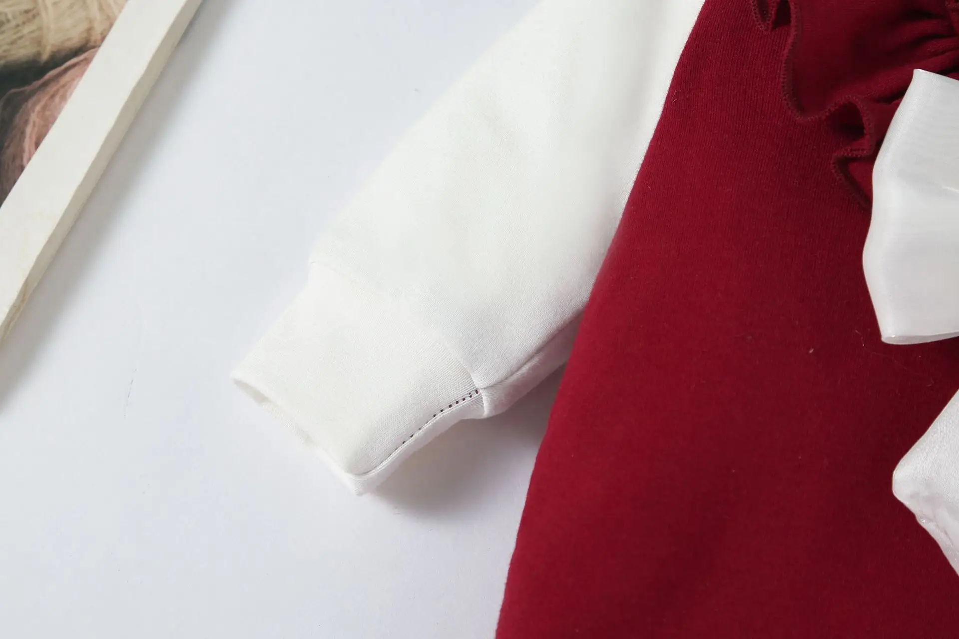 Baby Red Velvet Jumpsuit with Bow & Hat Set — feature 9