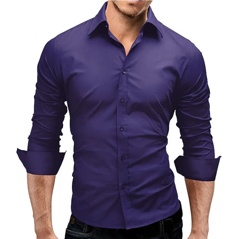Men's Slim Fit Gray Button Down Shirt - Image 11
