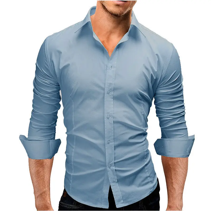 Men's Slim Fit Gray Button Down Shirt - Image 7