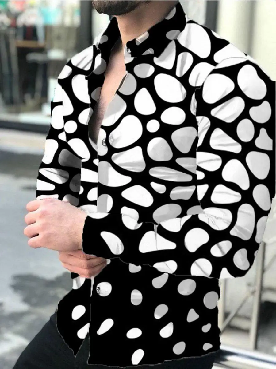 3D Digital Printed Long Sleeve Men's Shirt Black - Image 15