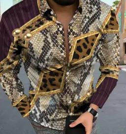 3D Digital Printed Long Sleeve Men's Shirt Black - Image 19