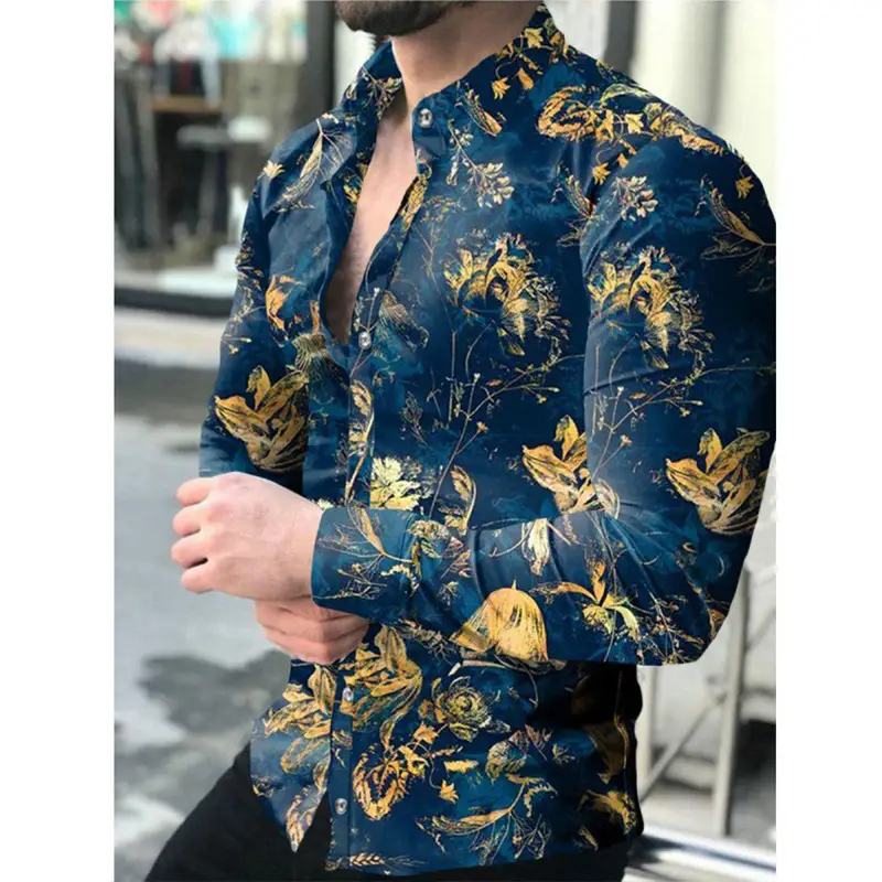 3D Digital Printed Long Sleeve Men's Shirt Black - Image 22