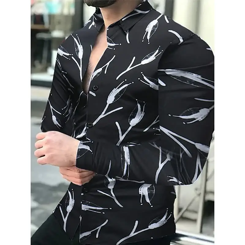 3D Digital Printed Long Sleeve Men's Shirt Black - Image 6