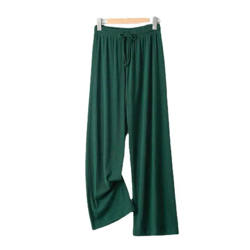 Women's Green Ice Silk Wide Leg Pants Summer - Image 13